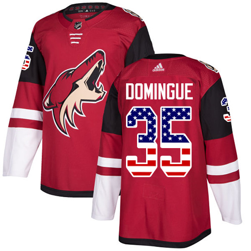 Adidas Coyotes #35 Louis Domingue Maroon Home Authentic USA Flag Stitched NHL Jersey
